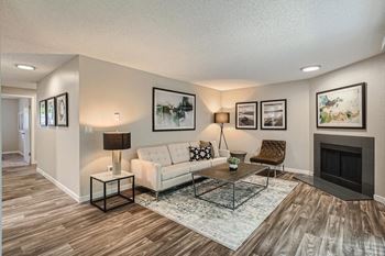 our apartments offer a living room with a fireplace